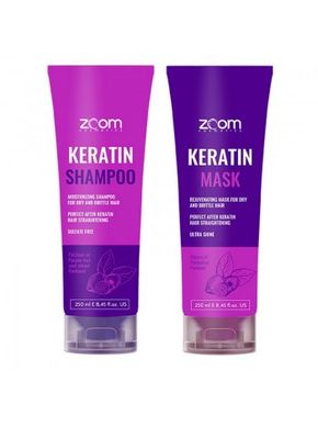 Комплект для домашнего ухода ZOOM Keratin Shampoo 250 ml + ZOOM Keratin Mask 250 ml SM0001 фото